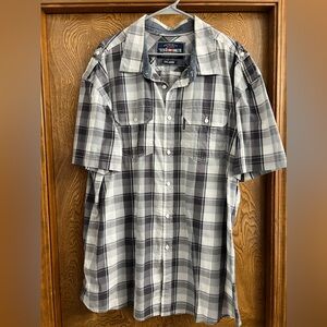 Ecko Unlimited, white and grey, button up polo, short sleeve. Size 3XL